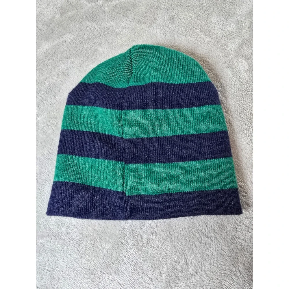 Rugby 77‎ Beanie Hat Cap Youth Kids Striped Green Navy Blue Winter